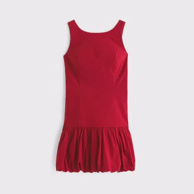 Abercrombie & Fitch High-neck Bubble Hem Mini Dress In Red