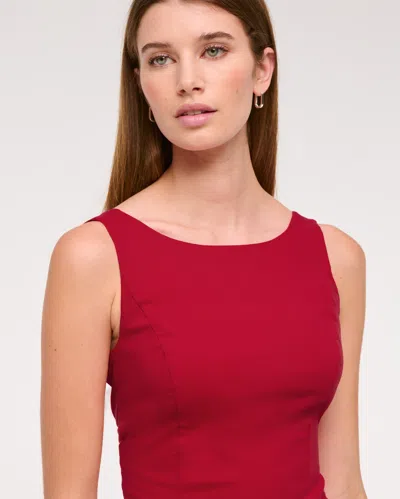 Abercrombie & Fitch High-neck Bubble Hem Mini Dress In Red