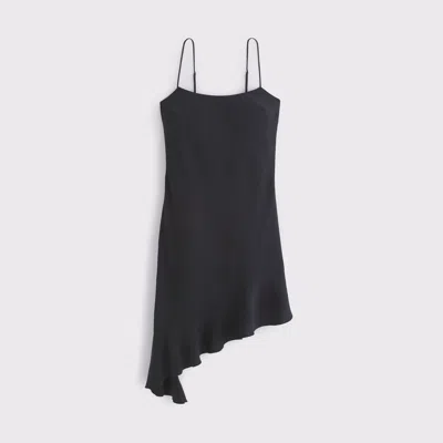 Abercrombie & Fitch Asymmetrical Clasp-back Midi Dress In Black