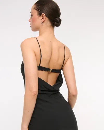 Abercrombie & Fitch Asymmetrical Clasp-back Midi Dress In Black