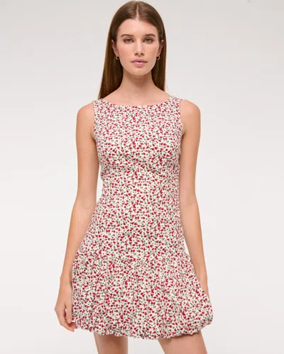 Abercrombie & Fitch High-neck Bubble Hem Mini Dress In Multi