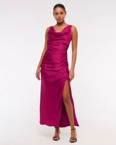 Abercrombie & Fitch Cowl Neck Draped Maxi Dress In Purple