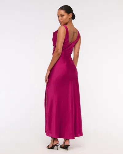 Abercrombie & Fitch Cowl Neck Draped Maxi Dress In Purple