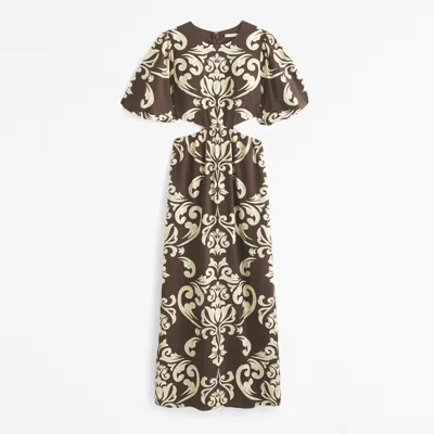 Abercrombie & Fitch Short-sleeve Cutout Maxi Dress In Brown