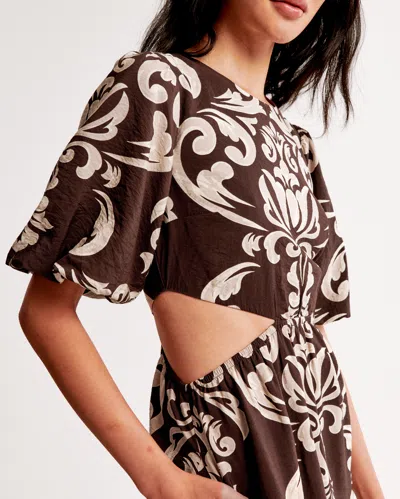 Abercrombie & Fitch Short-sleeve Cutout Maxi Dress In Brown