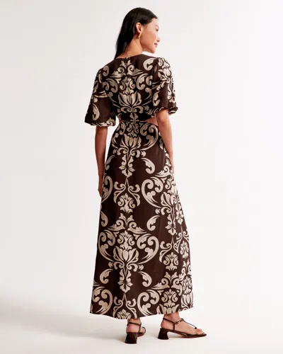Abercrombie & Fitch Short-sleeve Cutout Maxi Dress In Brown