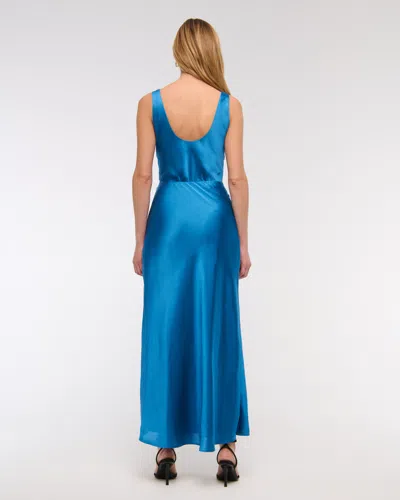 Abercrombie & Fitch Cowl Neck Draped Maxi Dress In Blue
