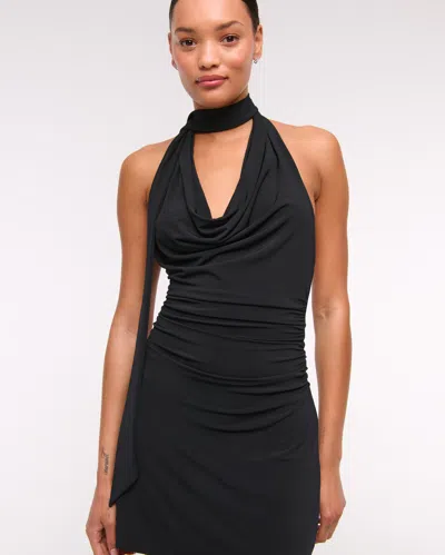 Abercrombie & Fitch Halter Knit Mini Dress In Black