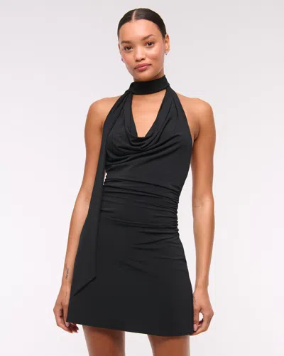 Abercrombie & Fitch Halter Knit Mini Dress In Black