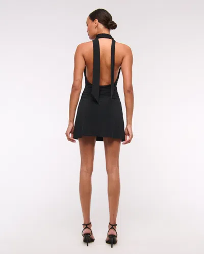 Abercrombie & Fitch Halter Knit Mini Dress In Black