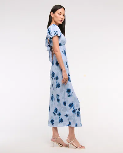 Abercrombie & Fitch Floral-print Puff-sleeve Midi Dress In White