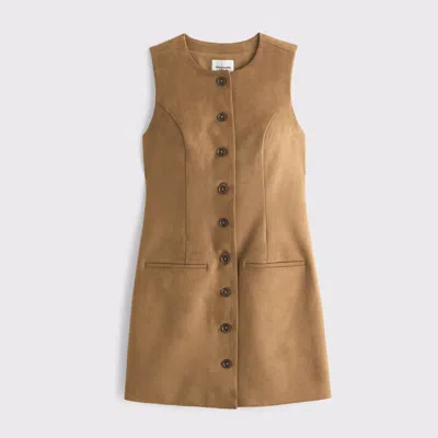 Abercrombie & Fitch The A&f Mara Vegan Suede Mini Dress In Brown