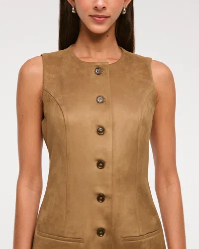 Abercrombie & Fitch The A&f Mara Vegan Suede Mini Dress In Brown