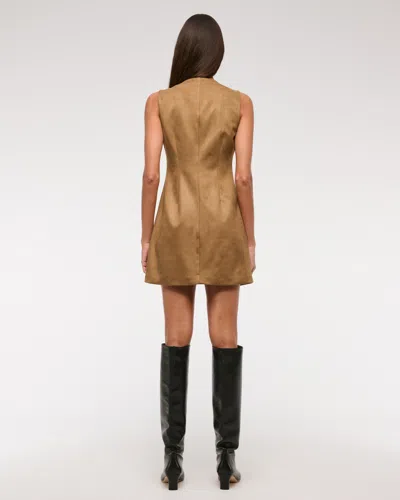 Abercrombie & Fitch The A&f Mara Vegan Suede Mini Dress In Brown