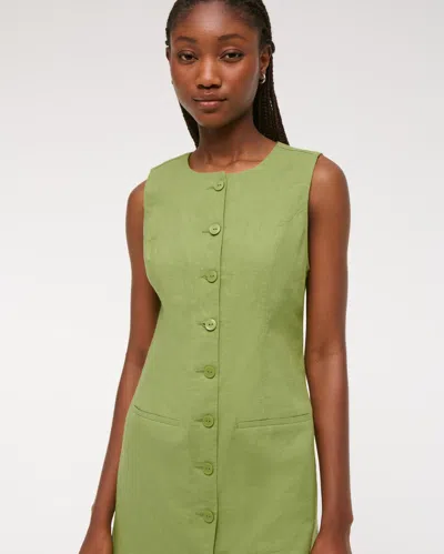 Abercrombie & Fitch The A&f Mara Linen-blend Mini Dress In Green