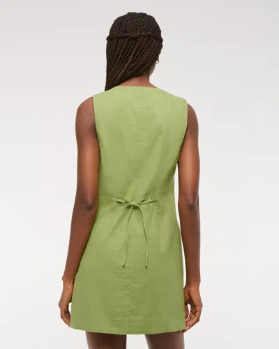 Abercrombie & Fitch The A&f Mara Linen-blend Mini Dress In Green