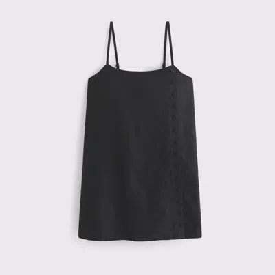 Abercrombie & Fitch Linen-blend Button Skort In Black