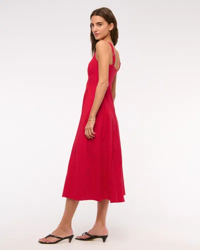 Abercrombie & Fitch The A&f Mila Stretch Midi Dress In Red