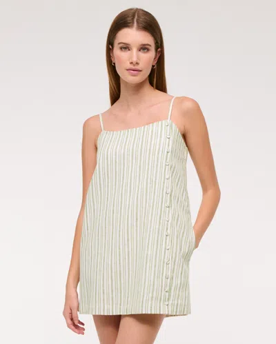 Abercrombie & Fitch Linen-blend Button Skort In Green