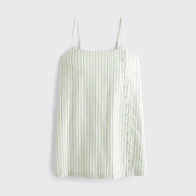 Abercrombie & Fitch Linen-blend Button Skort In Green