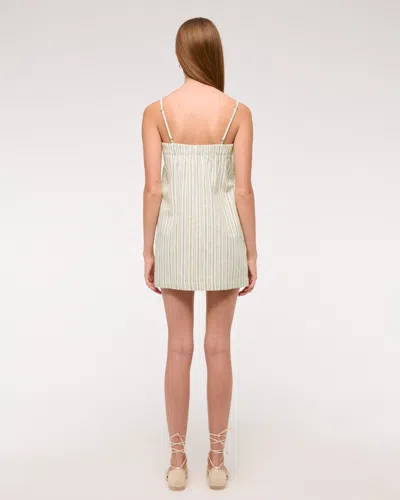 Abercrombie & Fitch Linen-blend Button Skort In Green