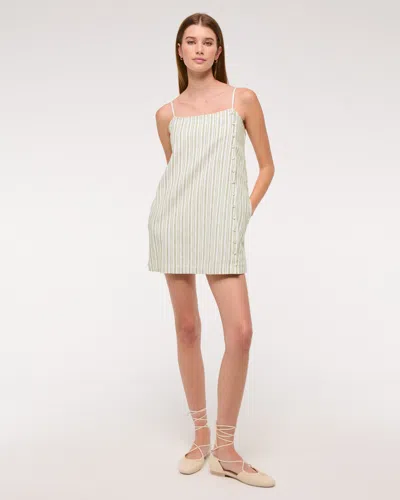 Abercrombie & Fitch Linen-blend Button Skort In Green