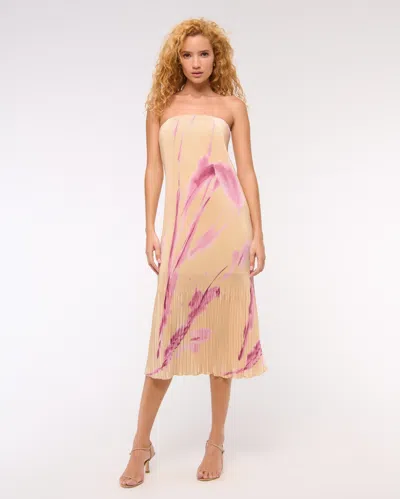 Abercrombie & Fitch The A&f Giselle Pleat Release Midi Dress In Pink
