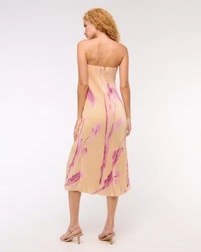 Abercrombie & Fitch The A&f Giselle Pleat Release Midi Dress In Pink