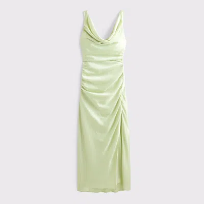 Abercrombie & Fitch Cowl Neck Draped Maxi Dress In Green