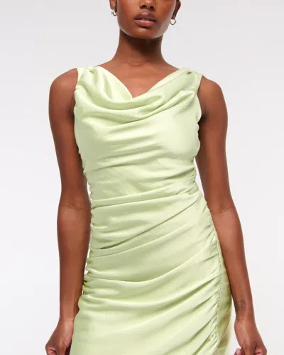Abercrombie & Fitch Cowl Neck Draped Maxi Dress In Green