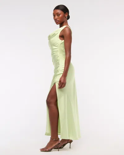 Abercrombie & Fitch Cowl Neck Draped Maxi Dress In Green