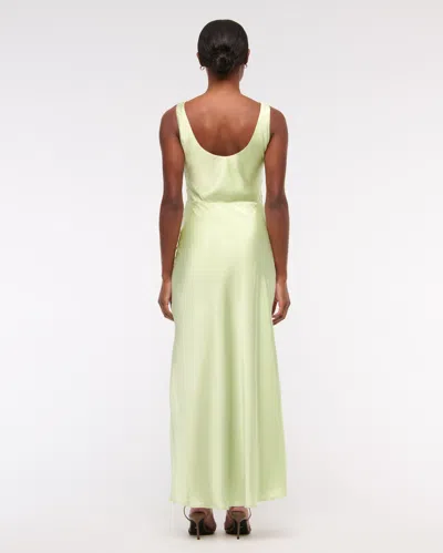 Abercrombie & Fitch Cowl Neck Draped Maxi Dress In Green