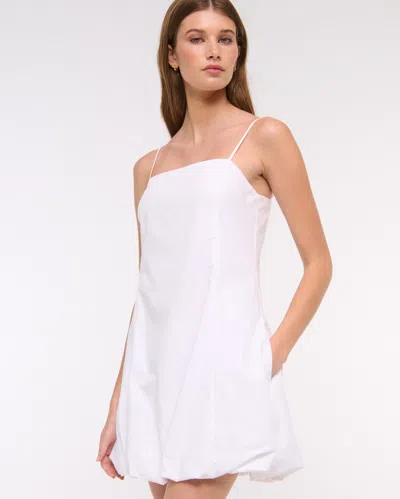 Abercrombie & Fitch Squareneck Bubble Hem Mini Dress In White