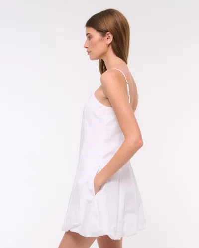 Abercrombie & Fitch Squareneck Bubble Hem Mini Dress In White