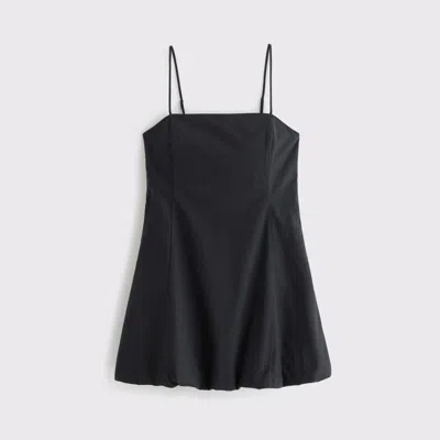 Abercrombie & Fitch Squareneck Bubble Hem Mini Dress In Black