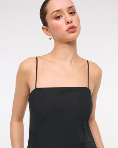Abercrombie & Fitch Squareneck Bubble Hem Mini Dress In Black