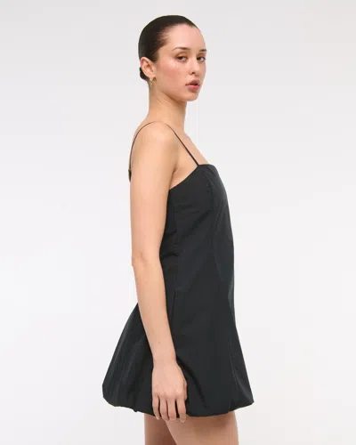 Abercrombie & Fitch Squareneck Bubble Hem Mini Dress In Black