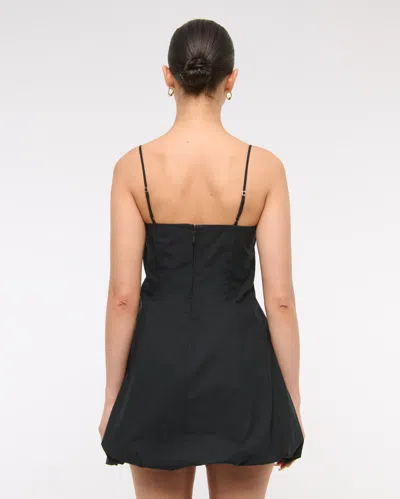 Abercrombie & Fitch Squareneck Bubble Hem Mini Dress In Black