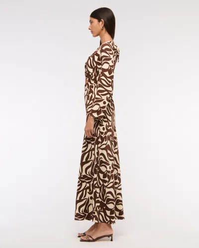 Abercrombie & Fitch Long-sleeve Twist-front Maxi Dress In Brown