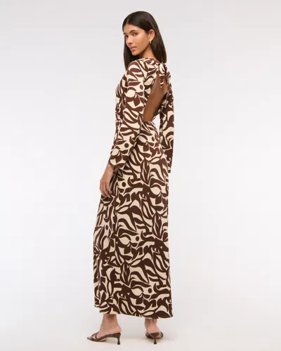 Abercrombie & Fitch Long-sleeve Twist-front Maxi Dress In Brown