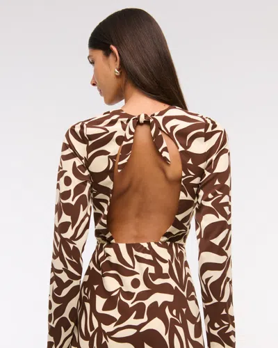 Abercrombie & Fitch Long-sleeve Twist-front Maxi Dress In Brown