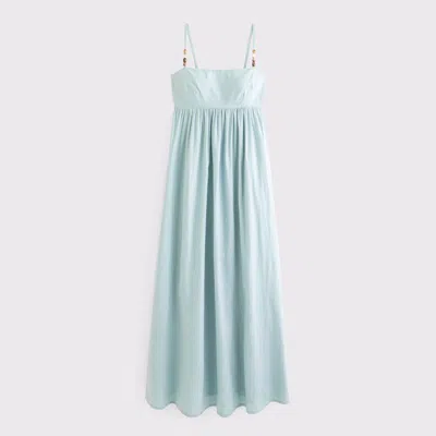 Abercrombie & Fitch Tie-back Babydoll Maxi Dress In Green