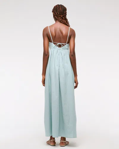 Abercrombie & Fitch Tie-back Babydoll Maxi Dress In Green