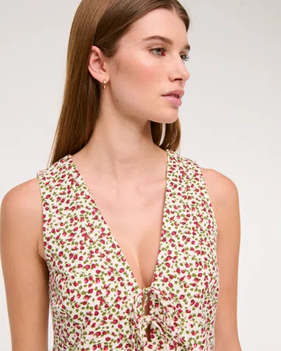 Abercrombie & Fitch Linen-blend Tie-front Mini Dress In Red