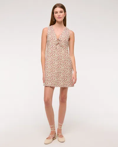 Abercrombie & Fitch Linen-blend Tie-front Mini Dress In Red