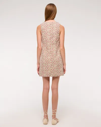 Abercrombie & Fitch Linen-blend Tie-front Mini Dress In Red