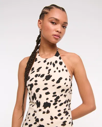 Abercrombie & Fitch Halter Slip Midi Dress In Neutral