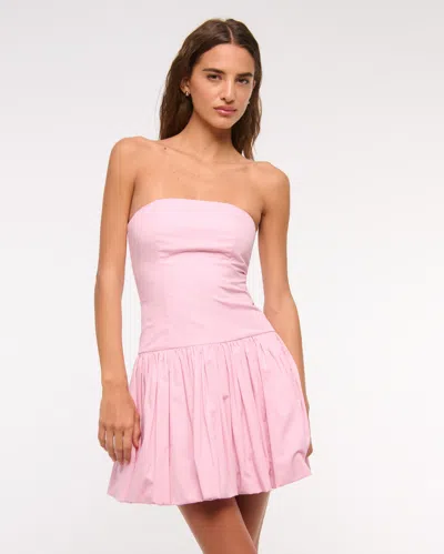 Abercrombie & Fitch Bubble Hem Mini Dress In Pink