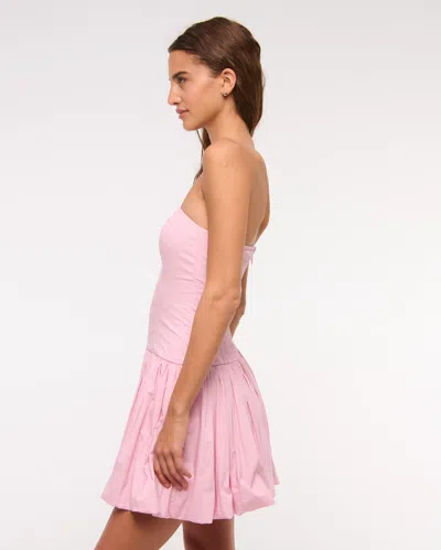 Abercrombie & Fitch Bubble Hem Mini Dress In Pink