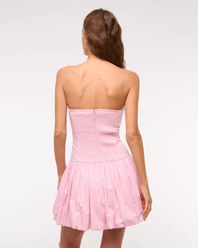 Abercrombie & Fitch Bubble Hem Mini Dress In Pink